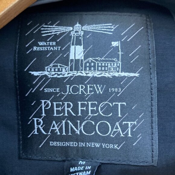 J. Crew Perfect Rain Coat Medium Black Rain Jacket - Picture 6 of 9